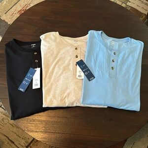 3 long sleeved comfort flex henley’s